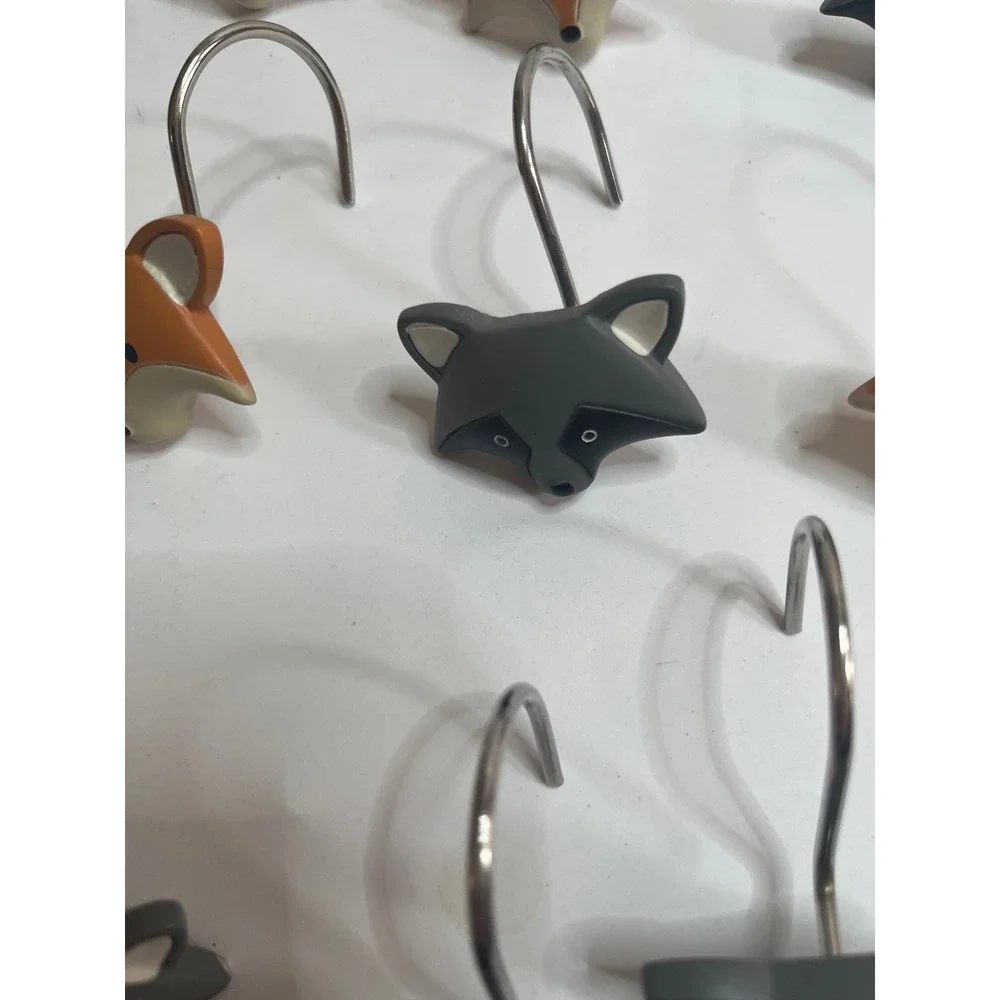 Fox Shower Curtain Hooks Decorative Bathroom Decor Set of 12